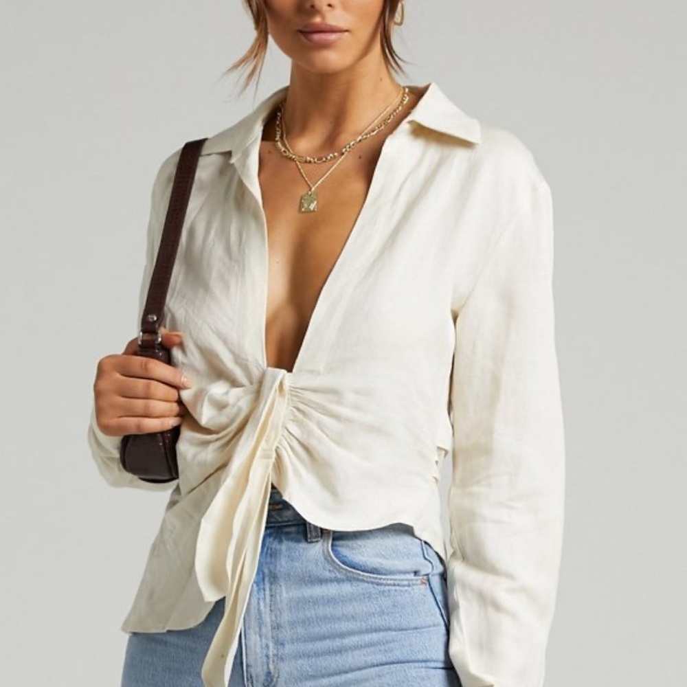 Lioness Women’s Giza Linen  Asymmetrical Plunge Top XS